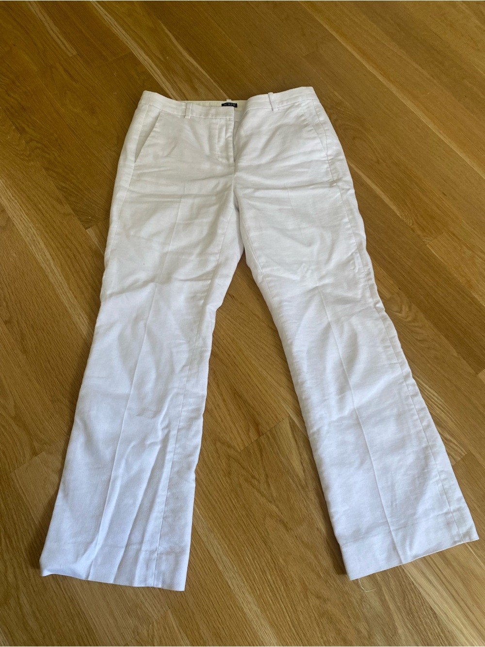 J.Crew Kaya Kick Flare 100% Linen Pants in White Size 2